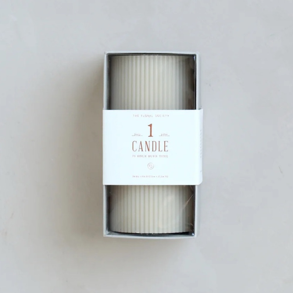 NIB Floral Society Ribbed 6" Fancy Candle